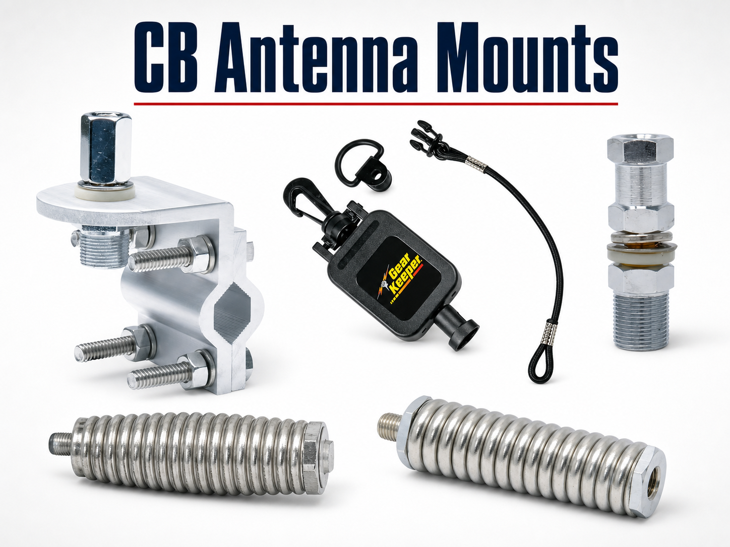 CB antenna mounts, springs and microphone hangers