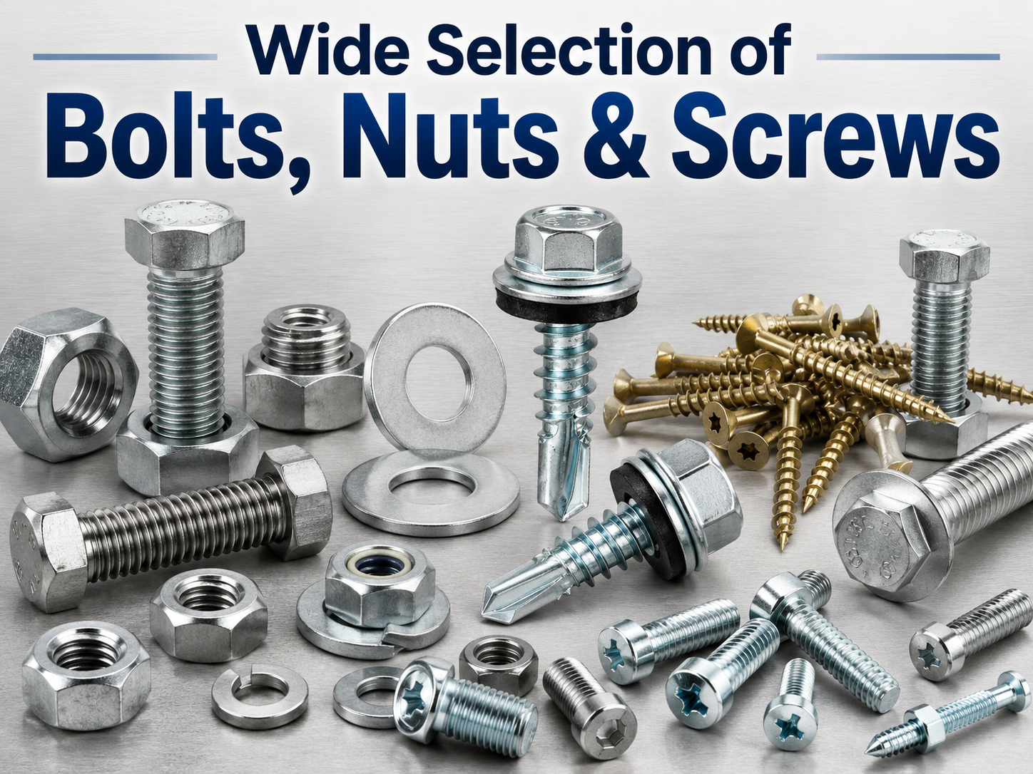 Wide selection of bolts, nuts, screws, and fasteners