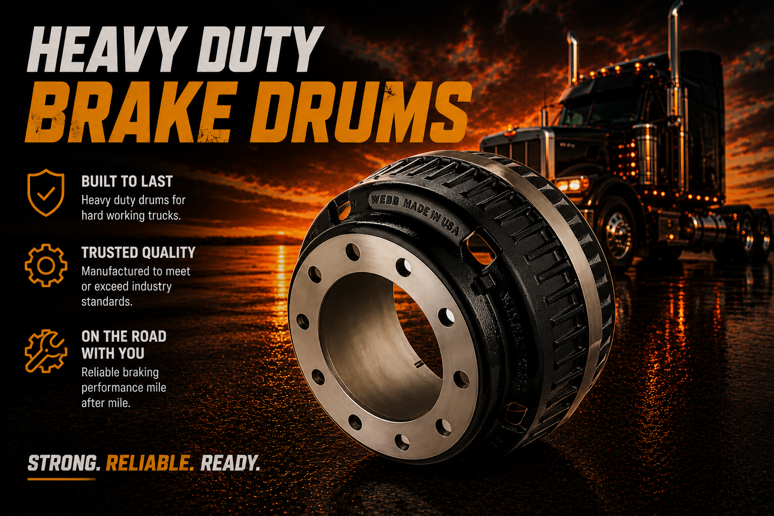 Webb heavy duty brake drum